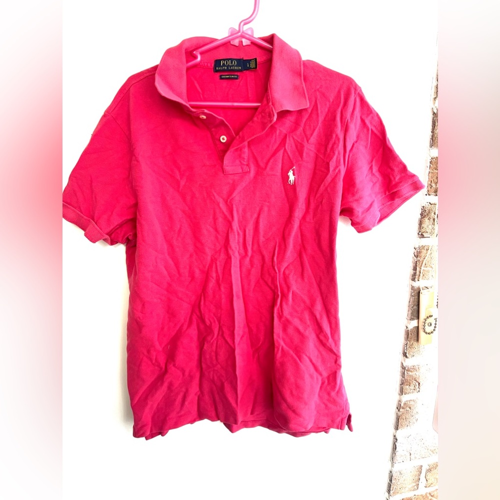 Men's Polo Ralph Lauren Custom Slim Fit Shirt Pink Size Large